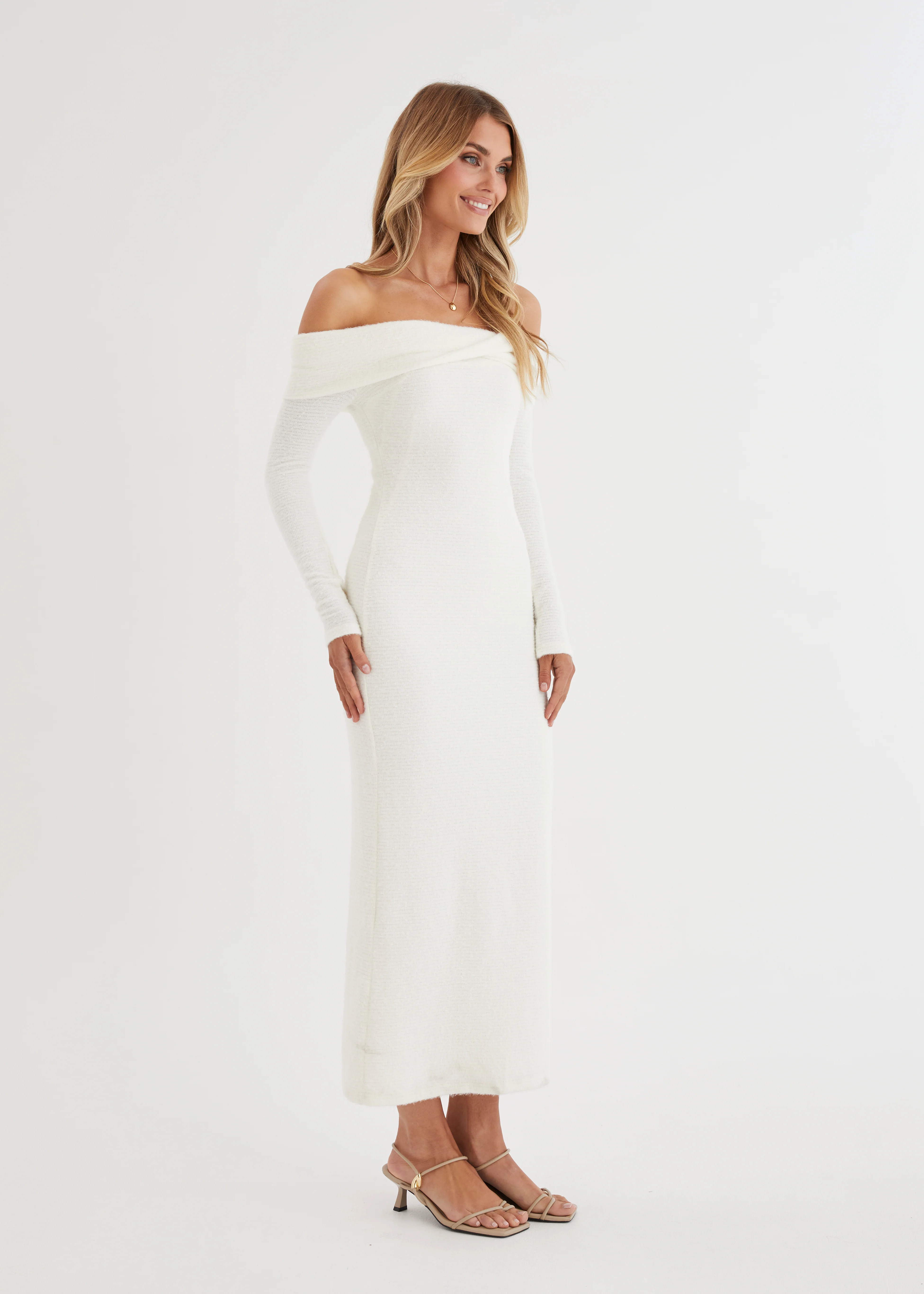 Ace Off Shoulder Maxi Dress - Cream - Image 11