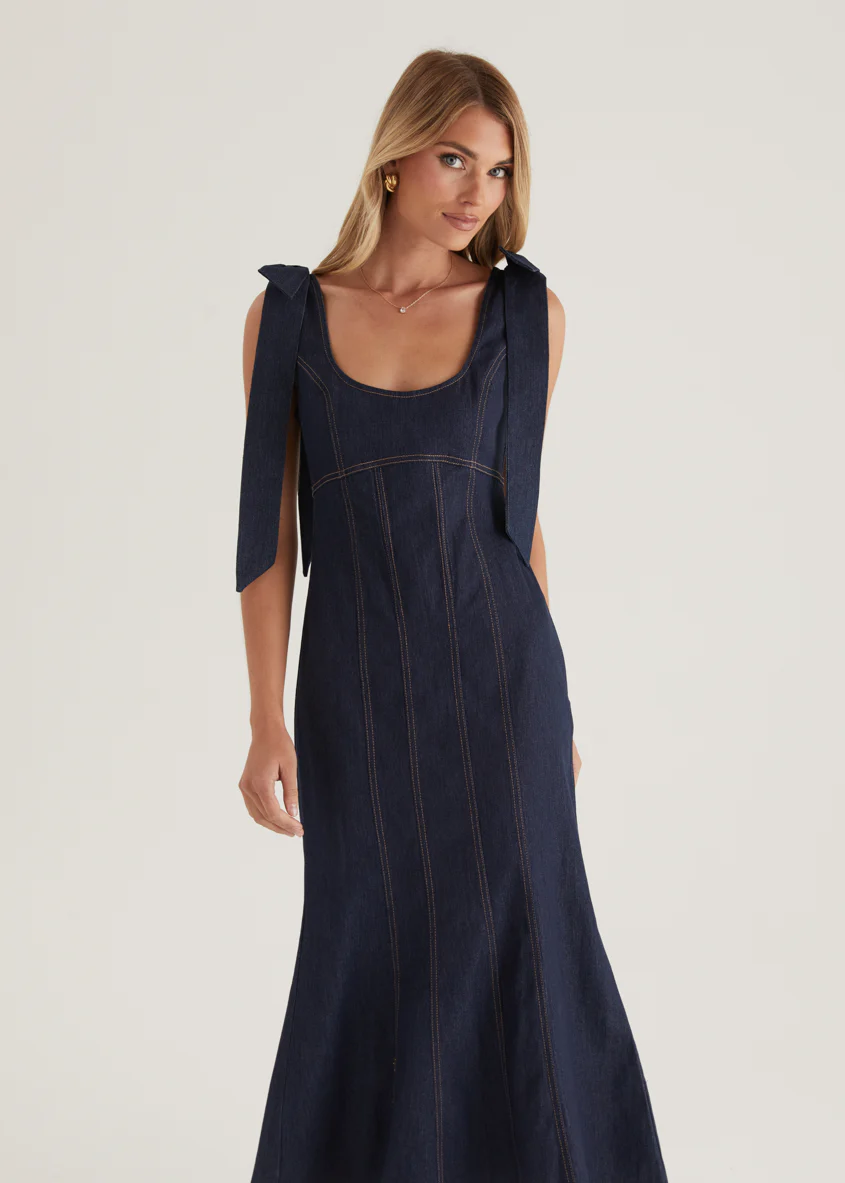 Adeline Denim Midi Dress - Indigo - Image 7