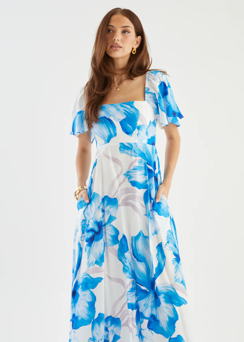Ailea Maxi Dress - Blue Flowers - Image 3