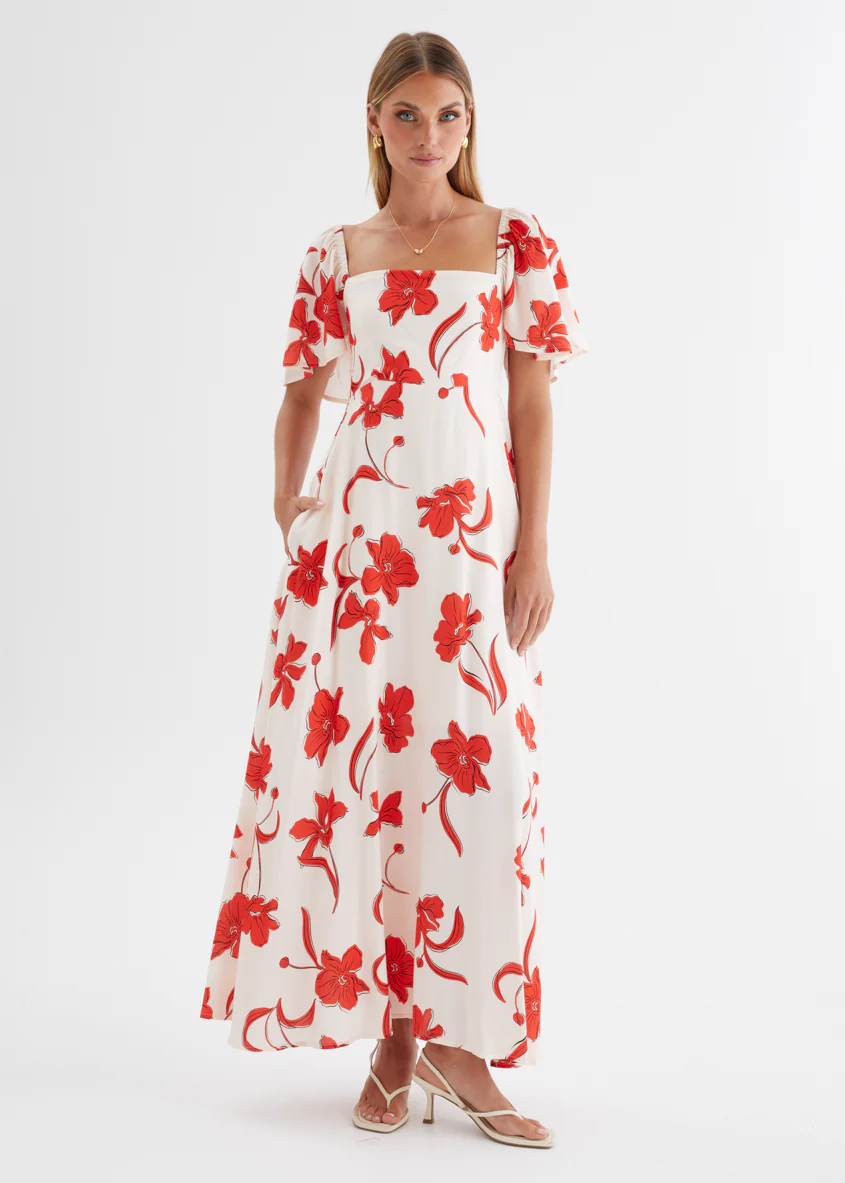 Ailea Maxi Dress - Red Flowers - Image 5