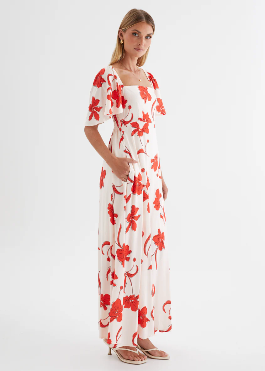 Ailea Maxi Dress - Red Flowers - Image 7