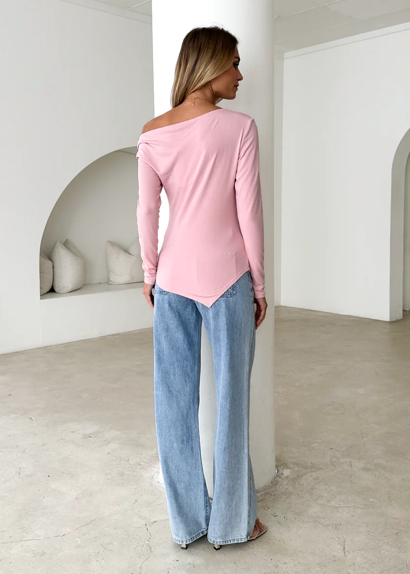 Alba Drop Shoulder Top - Pink - Image 6