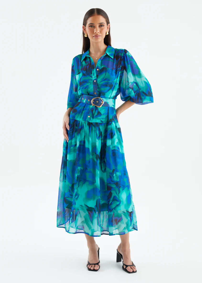 Aleera Midi Dress - Blue Floral - Image 4