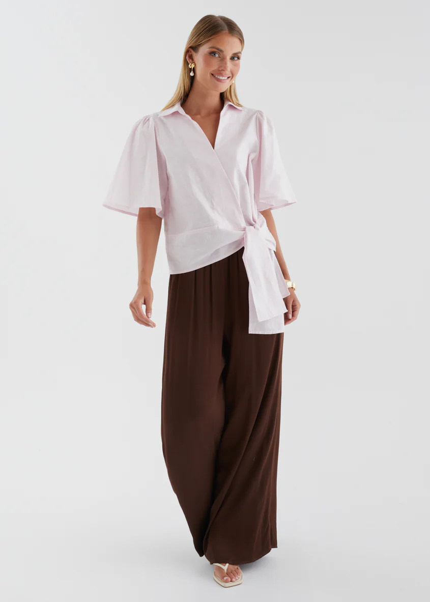 Alennia Wrap Shirt - Light Pink - Image 4