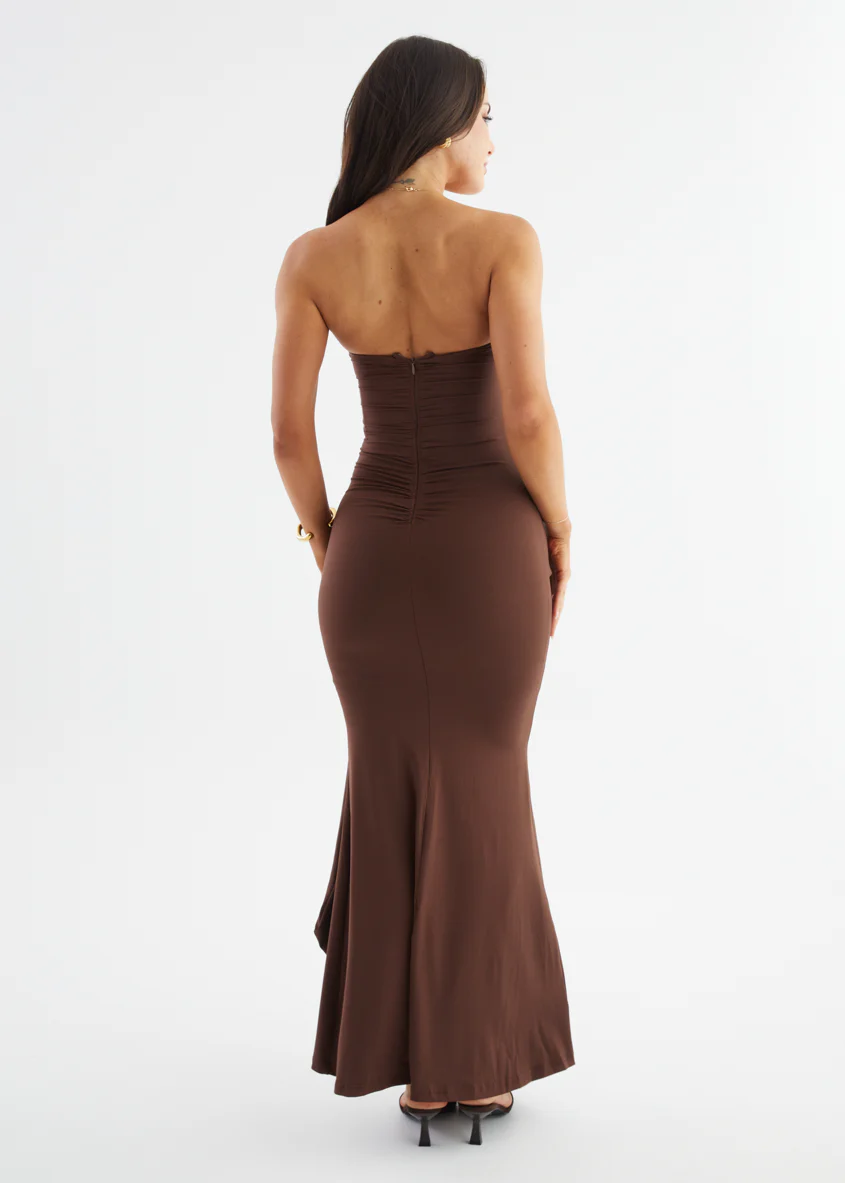 Alexza Strapless Maxi Dress - Chocolate - Image 8