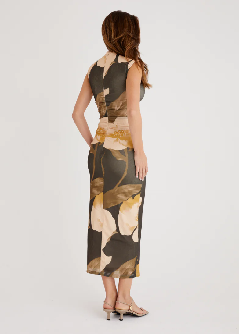 Alicia Midi Dress - Olive Flowers - Image 8