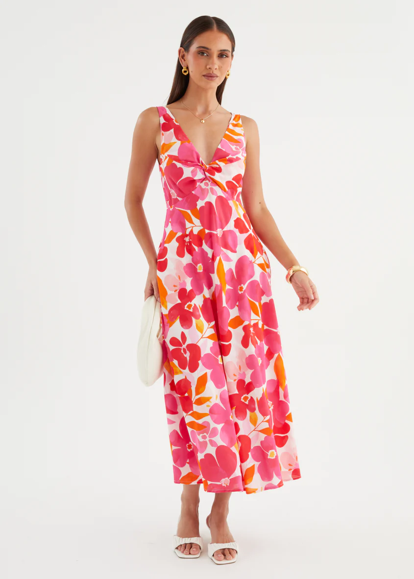 Alisina Midi Dress - Pink Flowers - Image 3