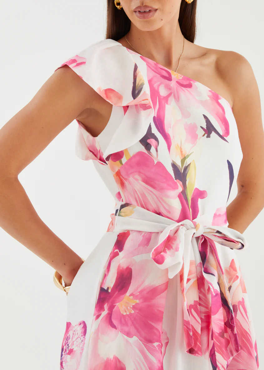 Alvaro One Shoulder Midi Dress - Pink Peony - Image 8