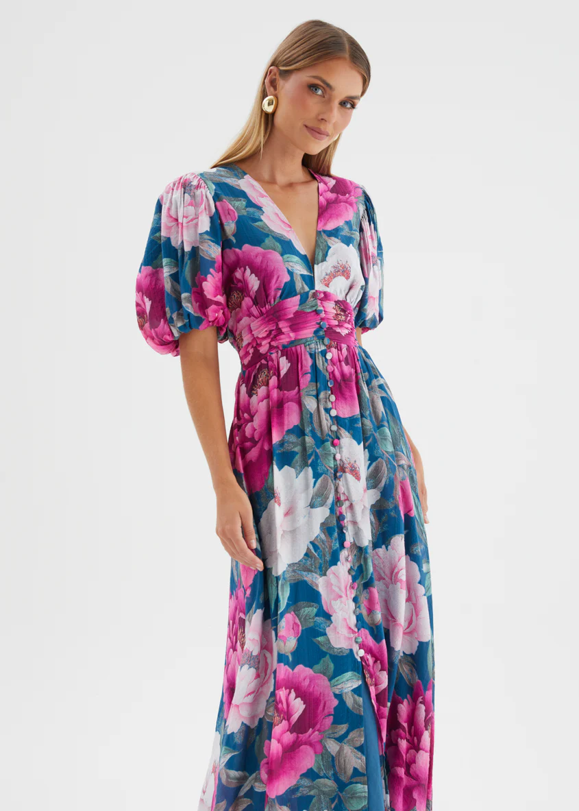 Anastasia Maxi Dress - Teal Peony - Image 3