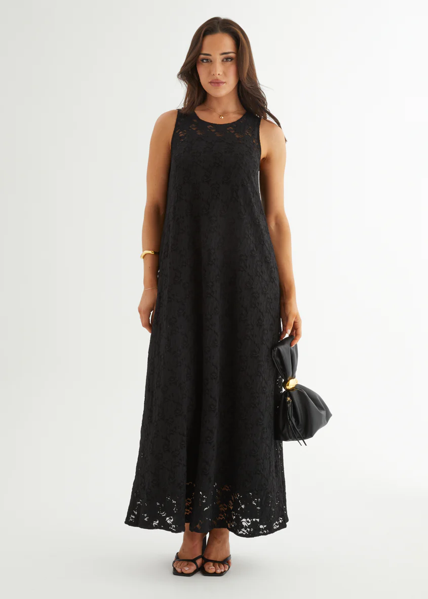 Aneika Lace Maxi Dress - Black - Image 4