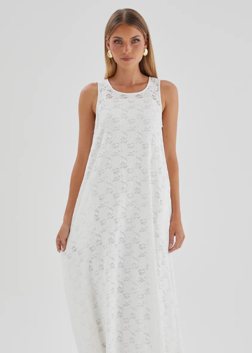 Aneika Lace Maxi Dress - White - Image 3