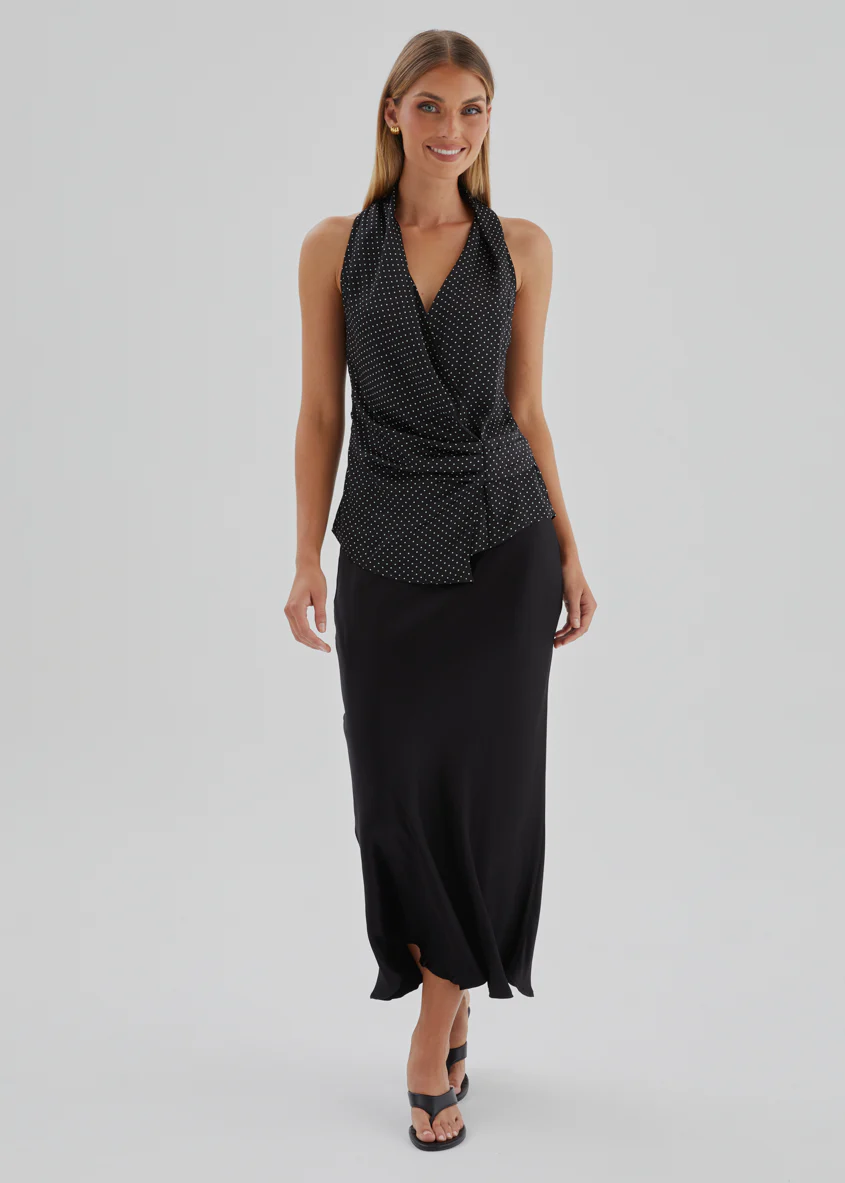 Angela Top - Black Polka Dot