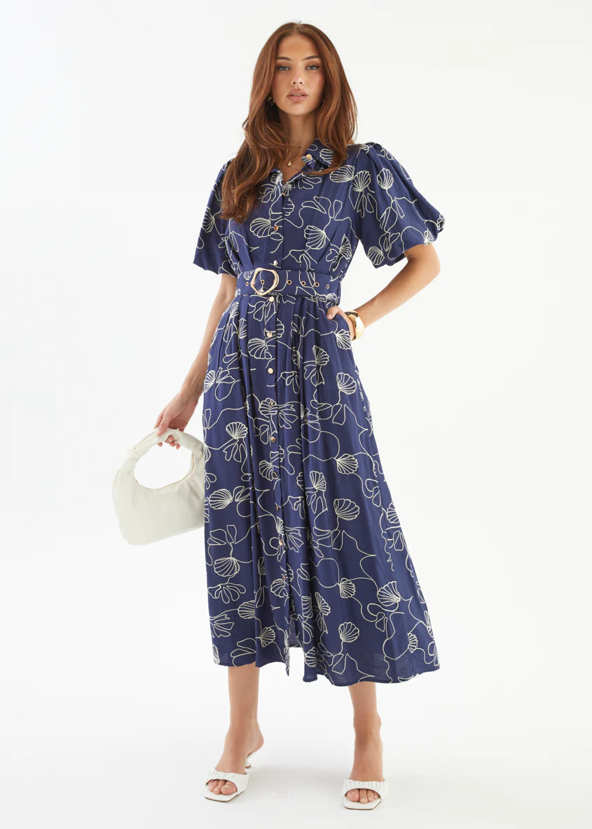 Antonina Maxi Dress - Navy Abstract - Image 3