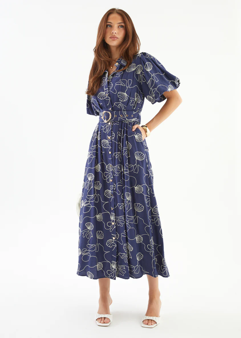 Antonina Maxi Dress - Navy Abstract - Image 7
