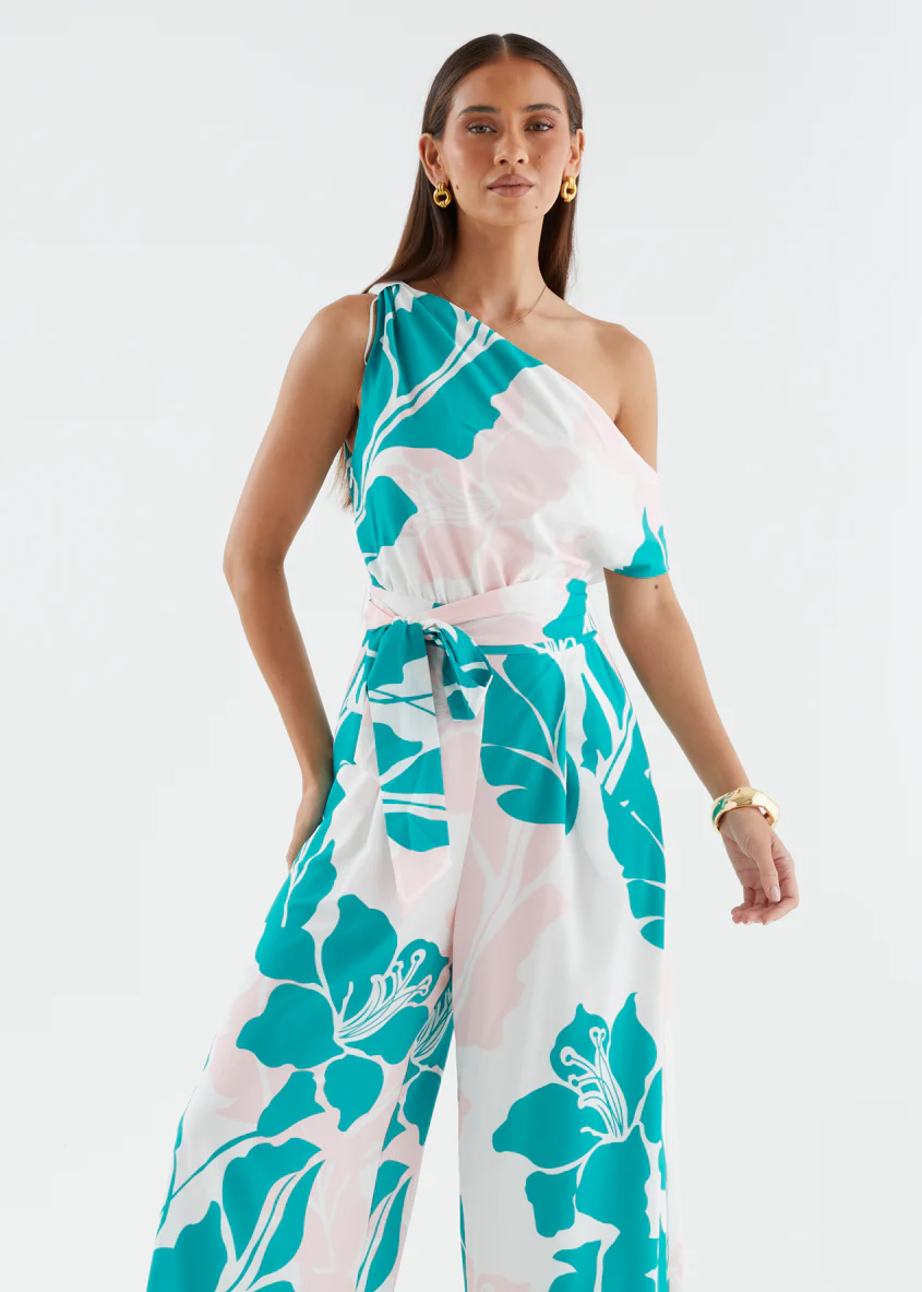 Ara Drop Shoulder Pantsuit - Jade Floral - Image 3