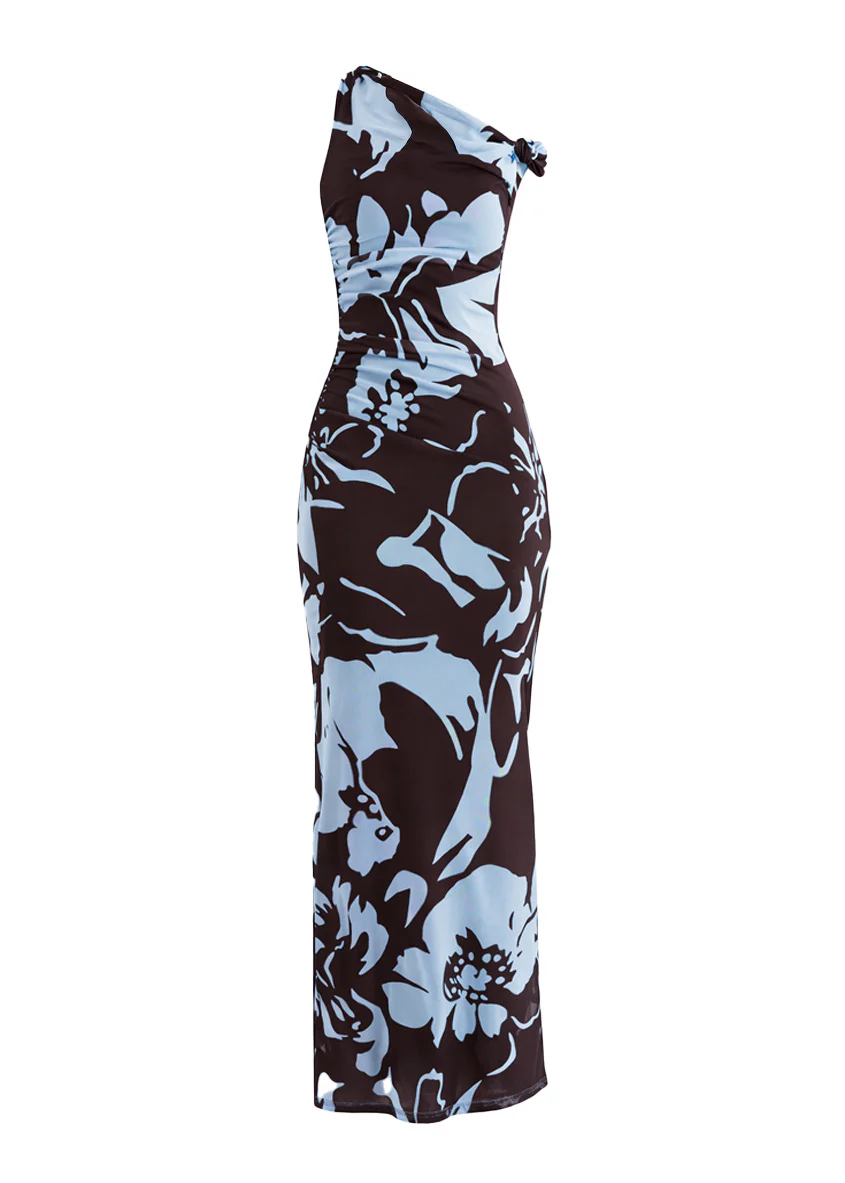Arlo Drop Shoulder Mesh Maxi Dress - Blue Espresso - Image 2