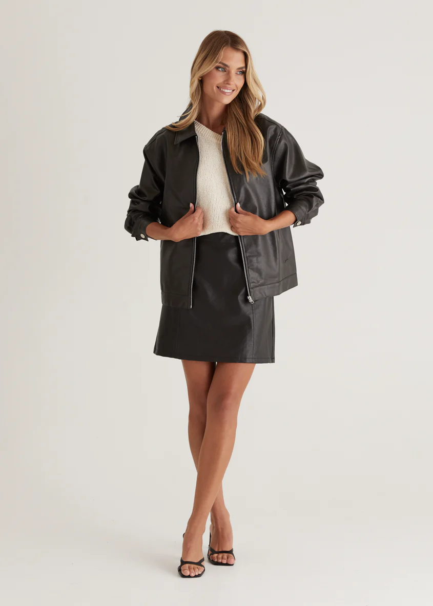 Arrabelle PU Jacket - Black - Image 3