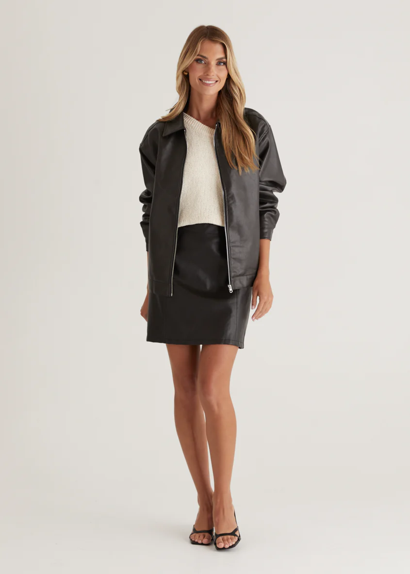 Arrabelle PU Jacket - Black - Image 6