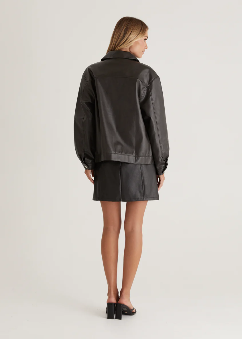 Arrabelle PU Jacket - Black - Image 9