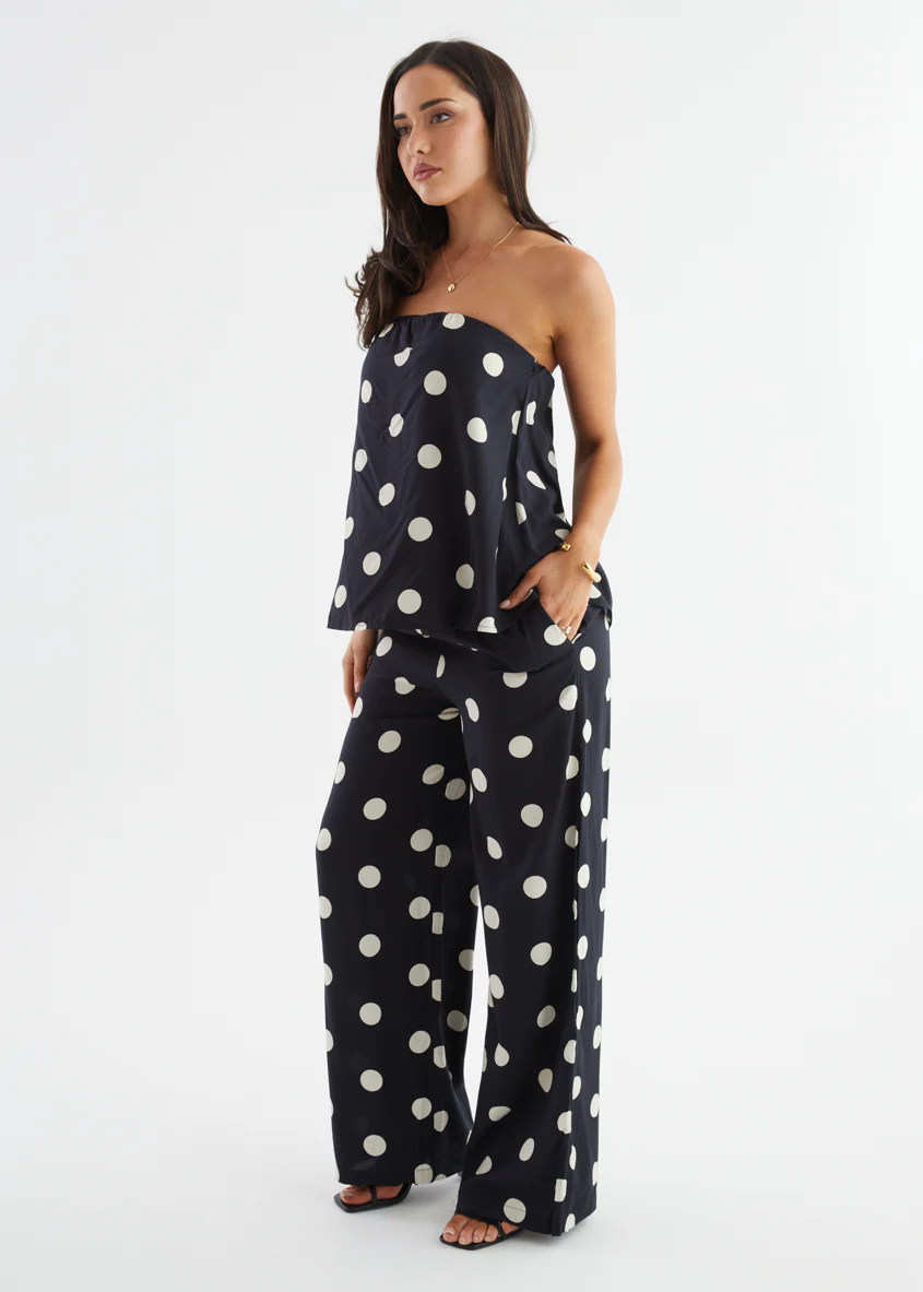 Artie Strapless Top - Black Polka Dot - Image 14
