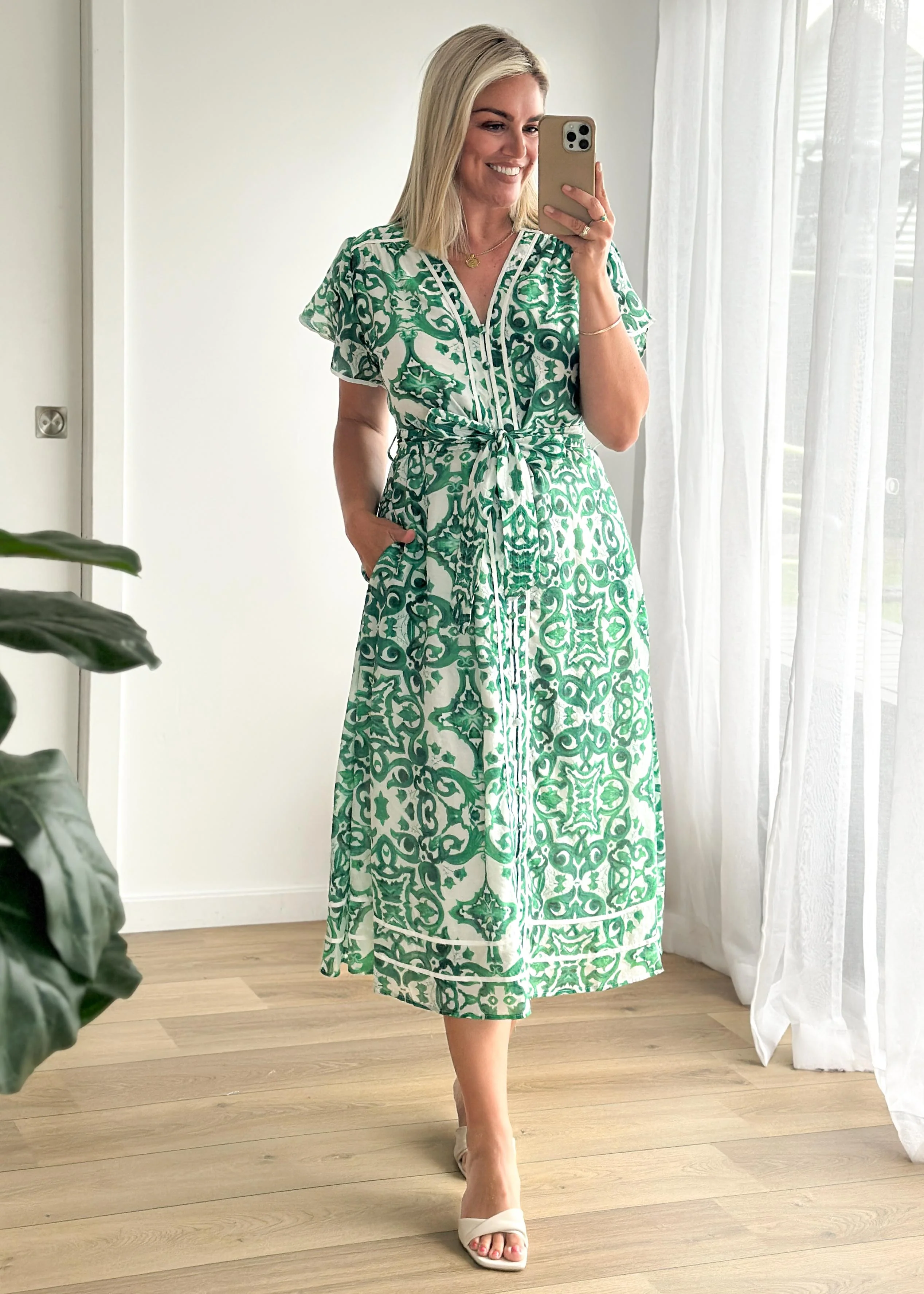 Avalon Maxi Dress - Emerald Geo - Image 4