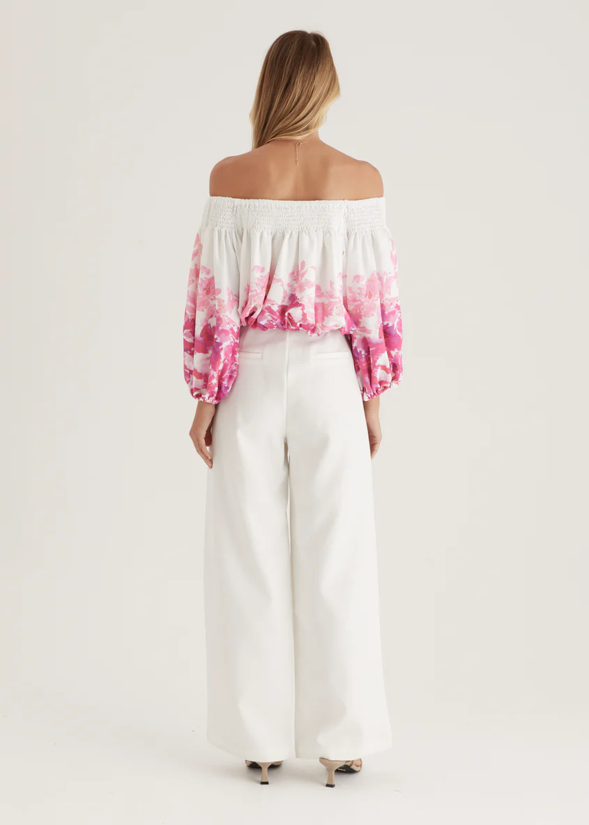 Averie Off Shoulder Top - Pink Floral - Image 18
