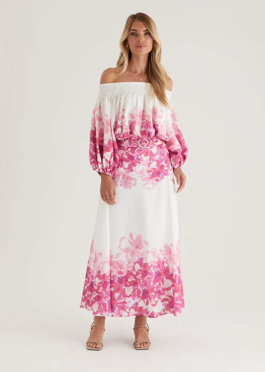 Averie Off Shoulder Top - Pink Floral - Image 22