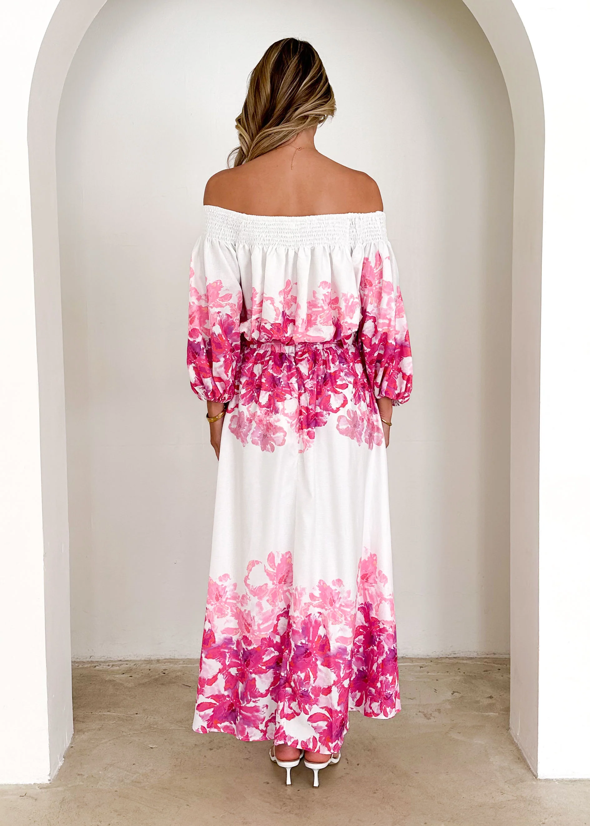 Averie Off Shoulder Top - Pink Floral - Image 27