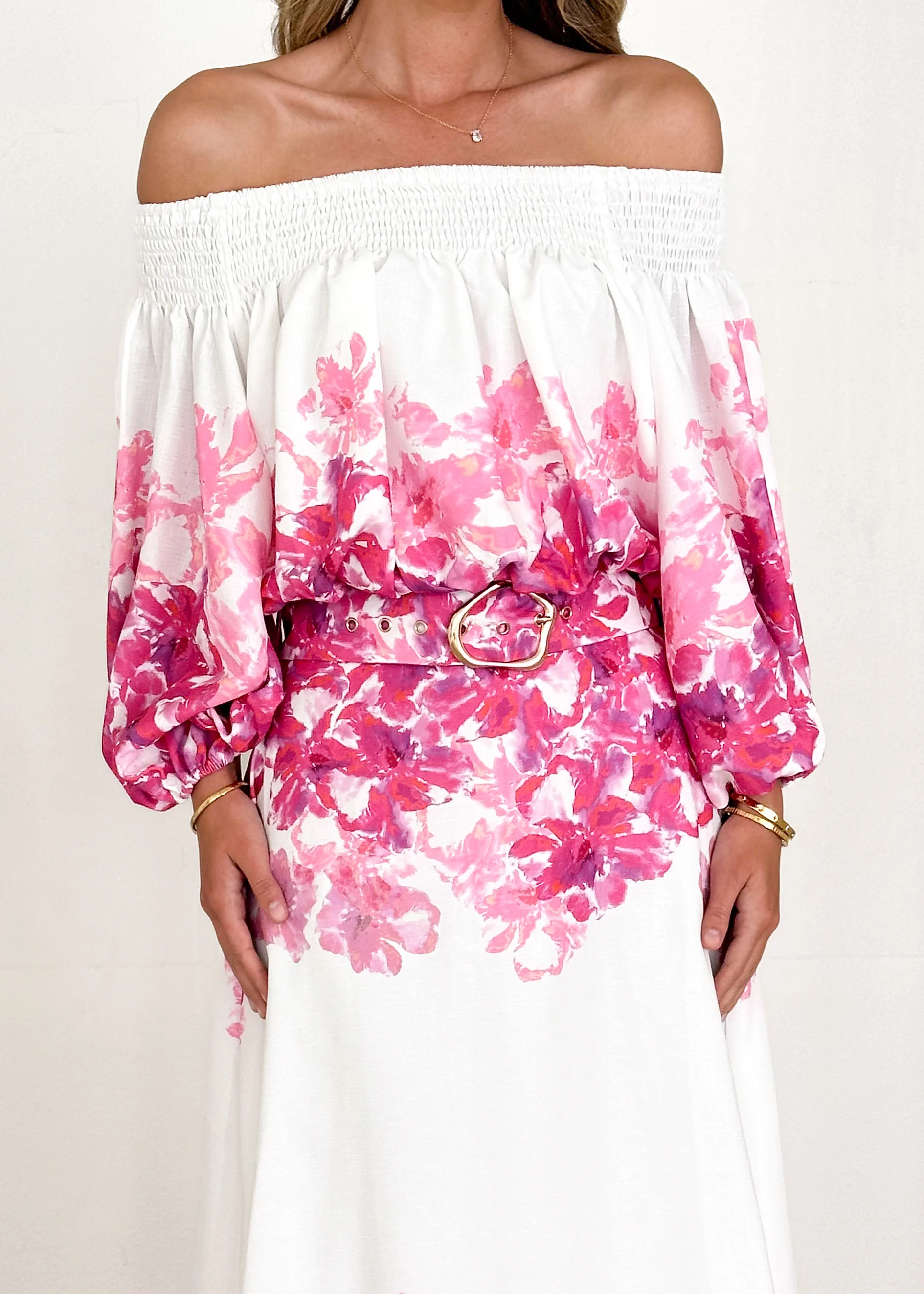 Averie Off Shoulder Top - Pink Floral - Image 28