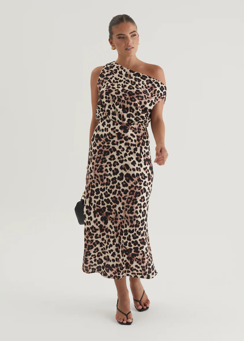 Banksy One Shoulder Maxi Dress - Leopard - Image 10