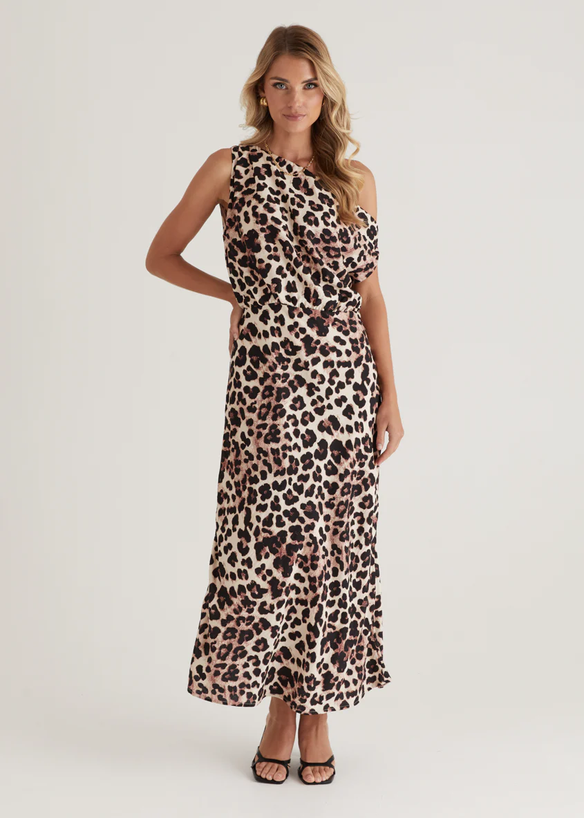 Banksy One Shoulder Maxi Dress - Leopard - Image 5