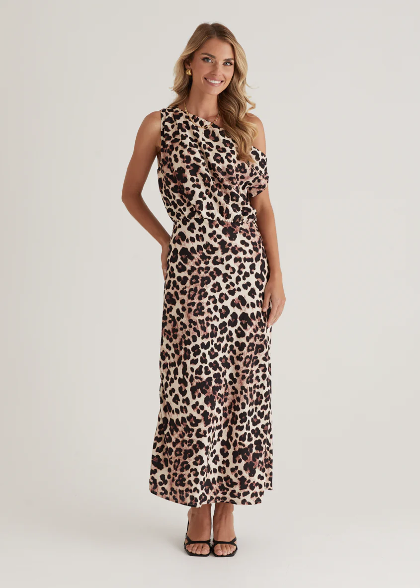 Banksy One Shoulder Maxi Dress - Leopard - Image 7