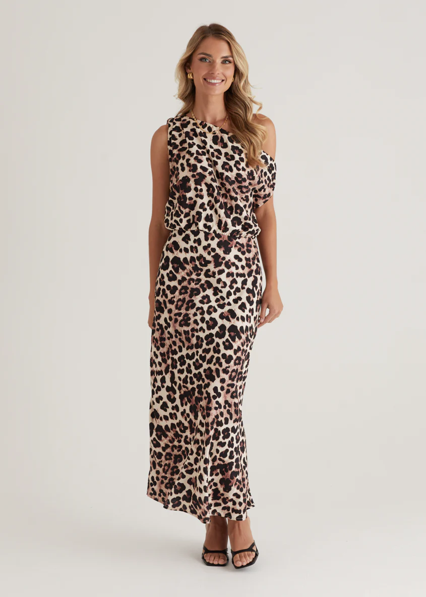 Banksy One Shoulder Maxi Dress - Leopard - Image 9