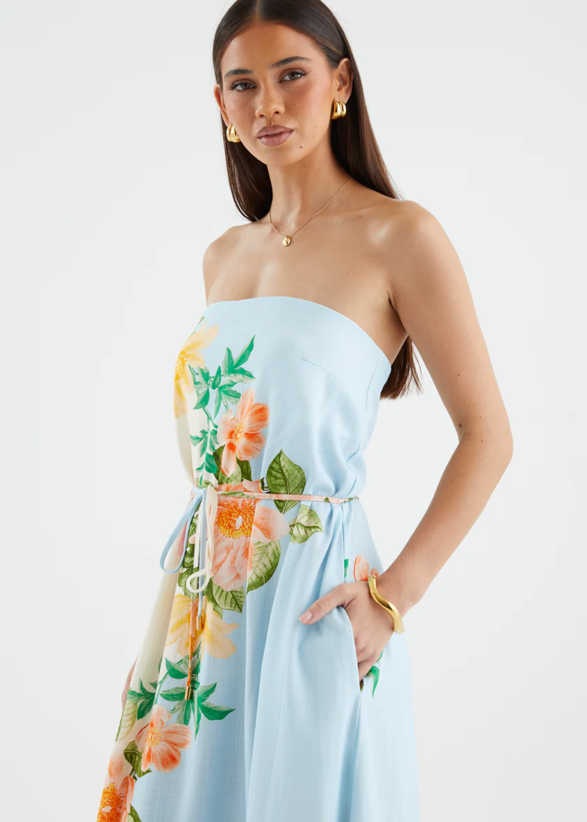 Benita Strapless Maxi Dress - Botanical Blue - Image 5