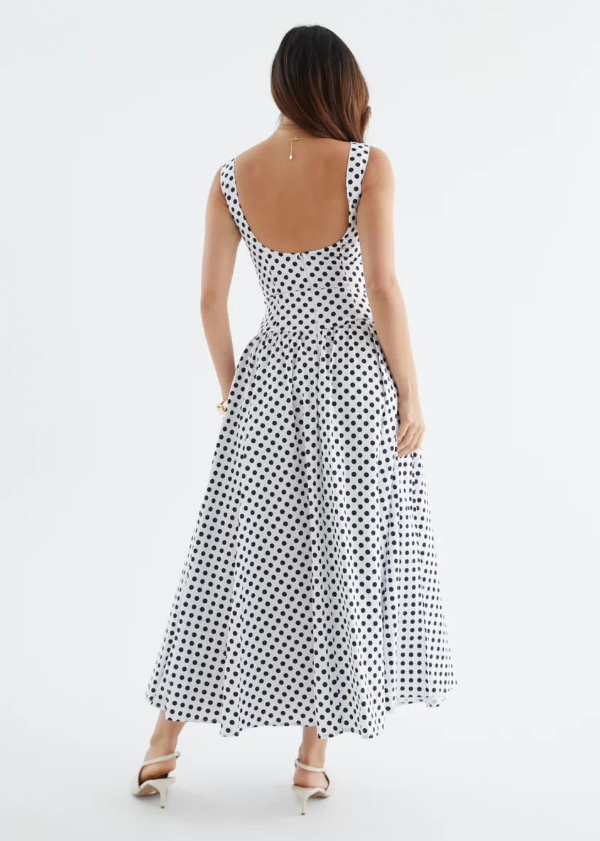 Bessie Maxi Dress - White Polka Dot - Image 7