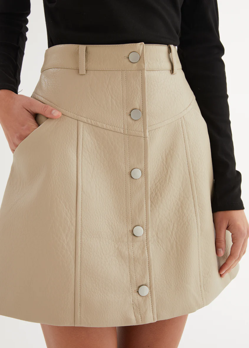 Bittersweet PU Skirt - Bone - Image 10
