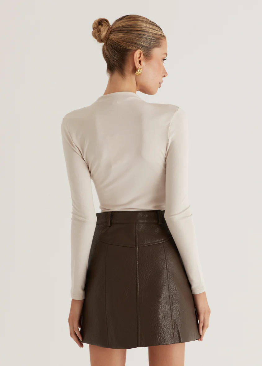 Bittersweet PU Skirt - Espresso - Image 28