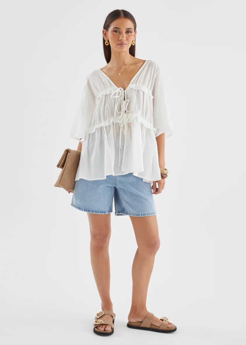 Calley Denim Shorts - Light Blue - Image 5
