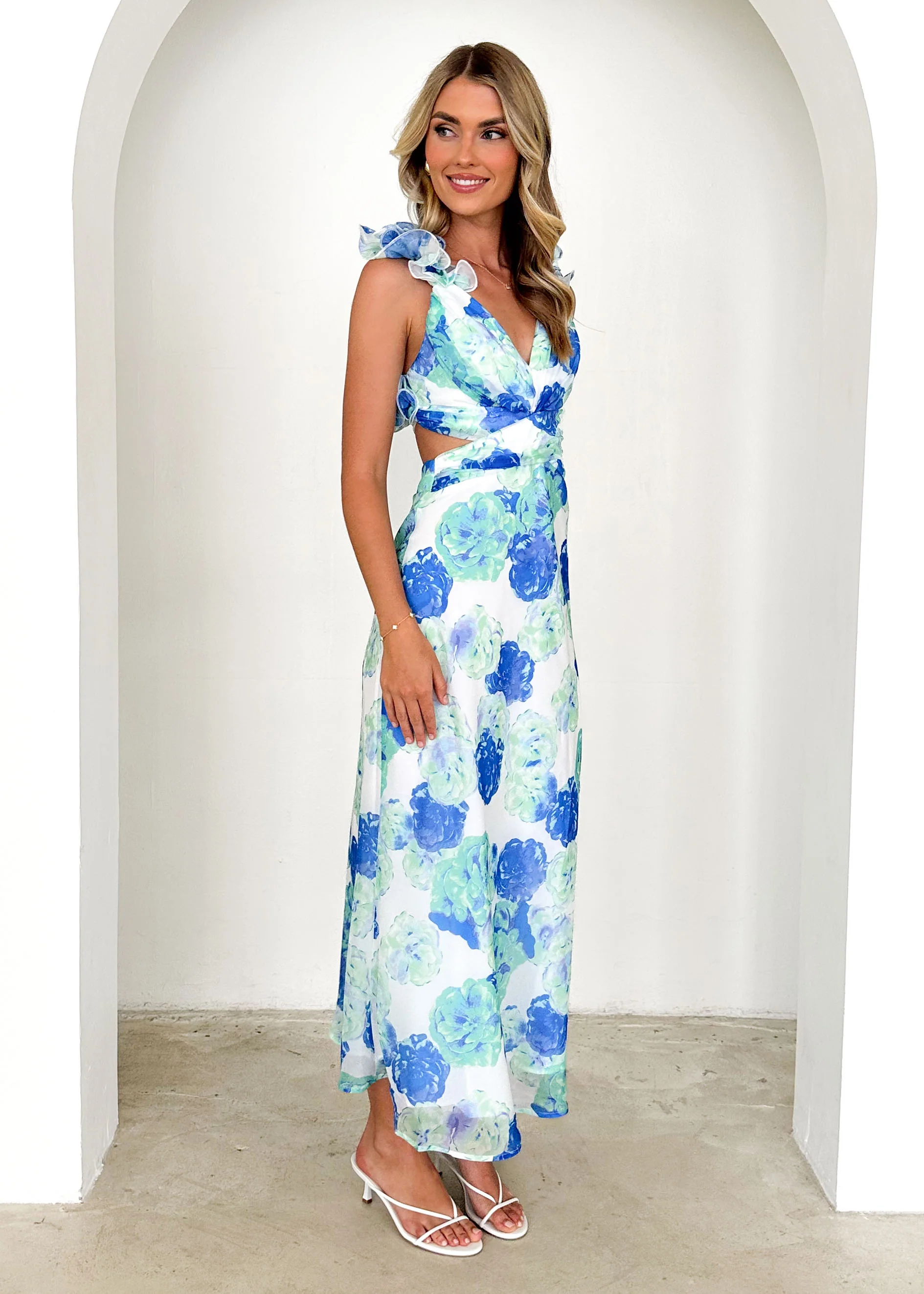 Caribe Midi Dress - Blue Floral - Image 6