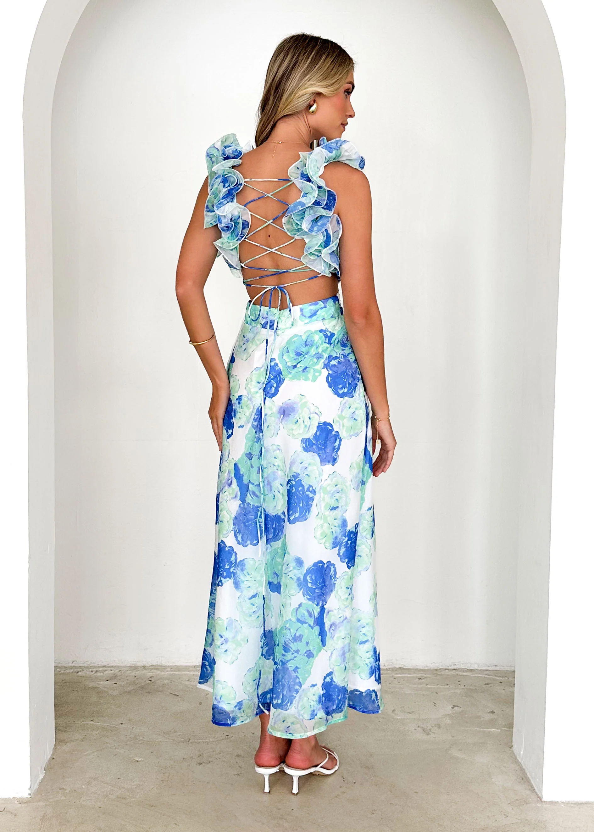 Caribe Midi Dress - Blue Floral - Image 7