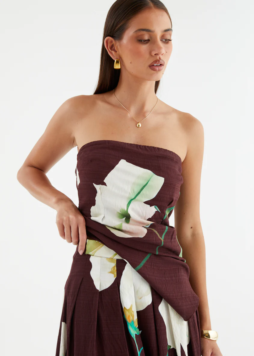 Carie Strapless Top - Burgundy Calla Lily - Image 11