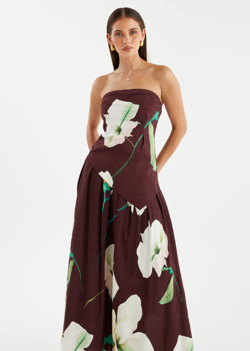 Carie Strapless Top - Burgundy Calla Lily - Image 5