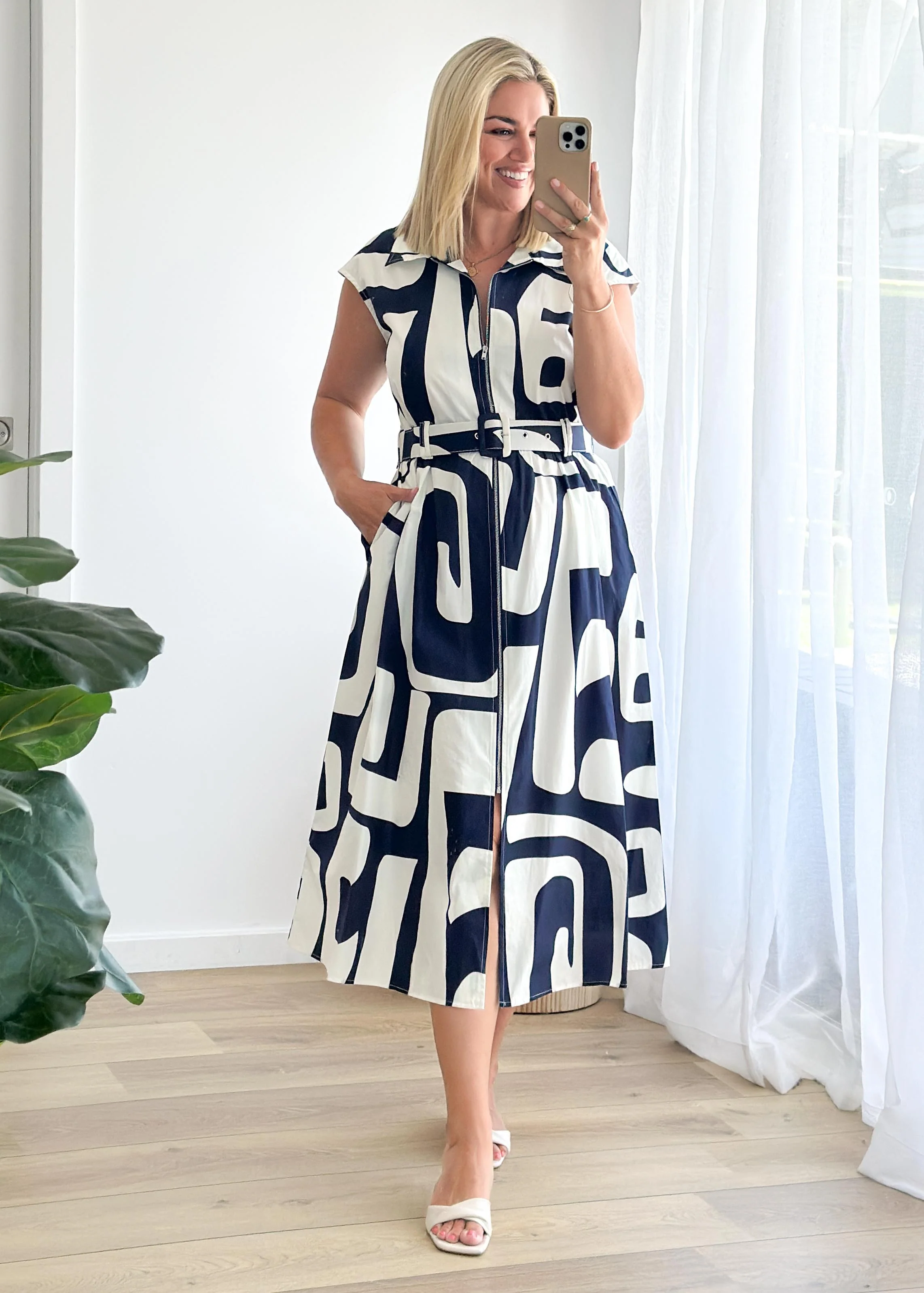 Casper Midi Dress - Navy Abstract - Image 2