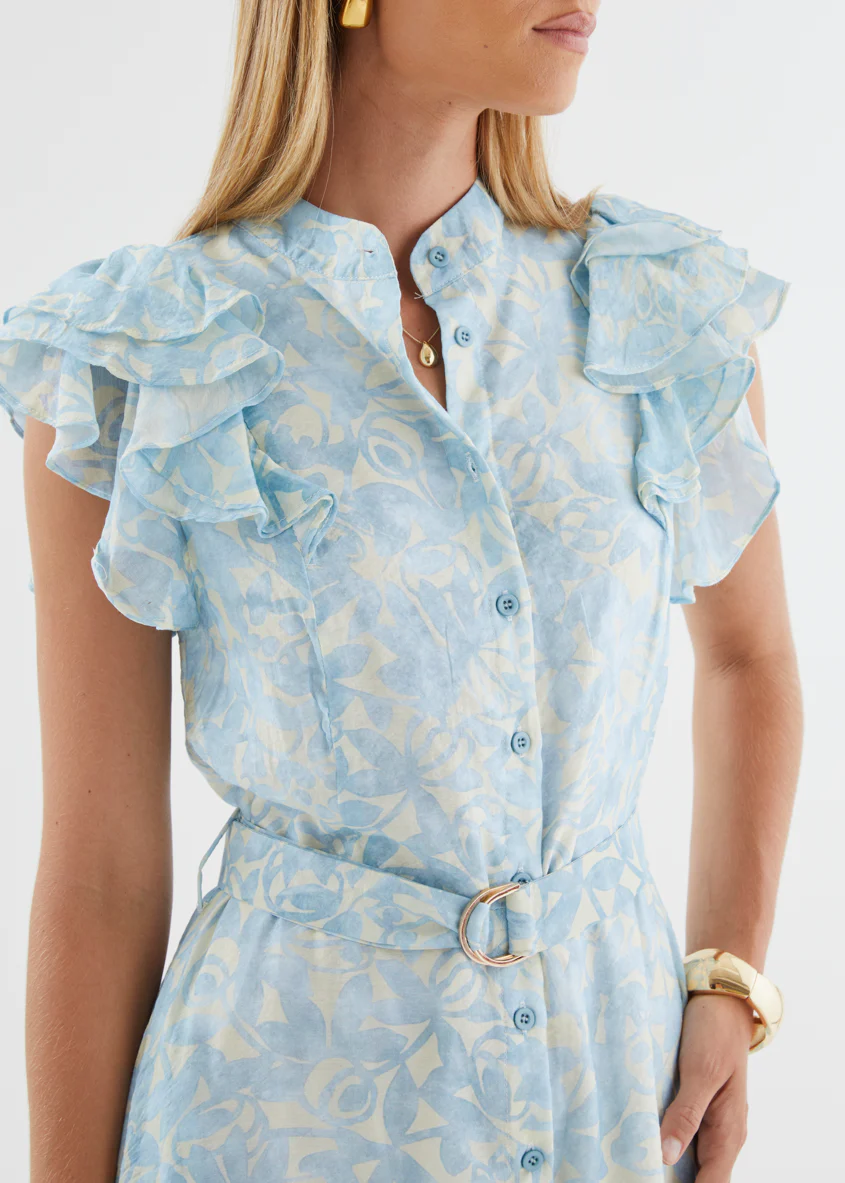 Cassia Midi Dress - Sky Blue Floral - Image 11