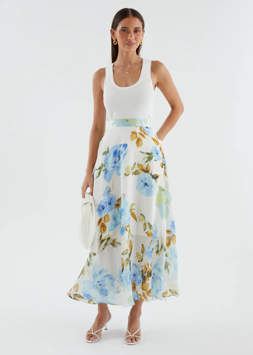 Catana Maxi Skirt - Blue Floral