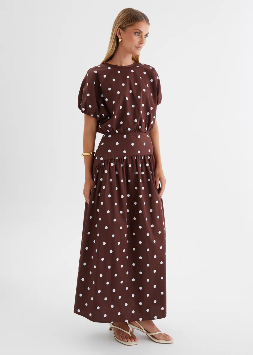Charlene Maxi Skirt - Choc Polka - Image 5