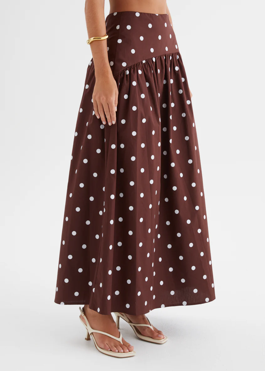 Charlene Maxi Skirt - Choc Polka - Image 9