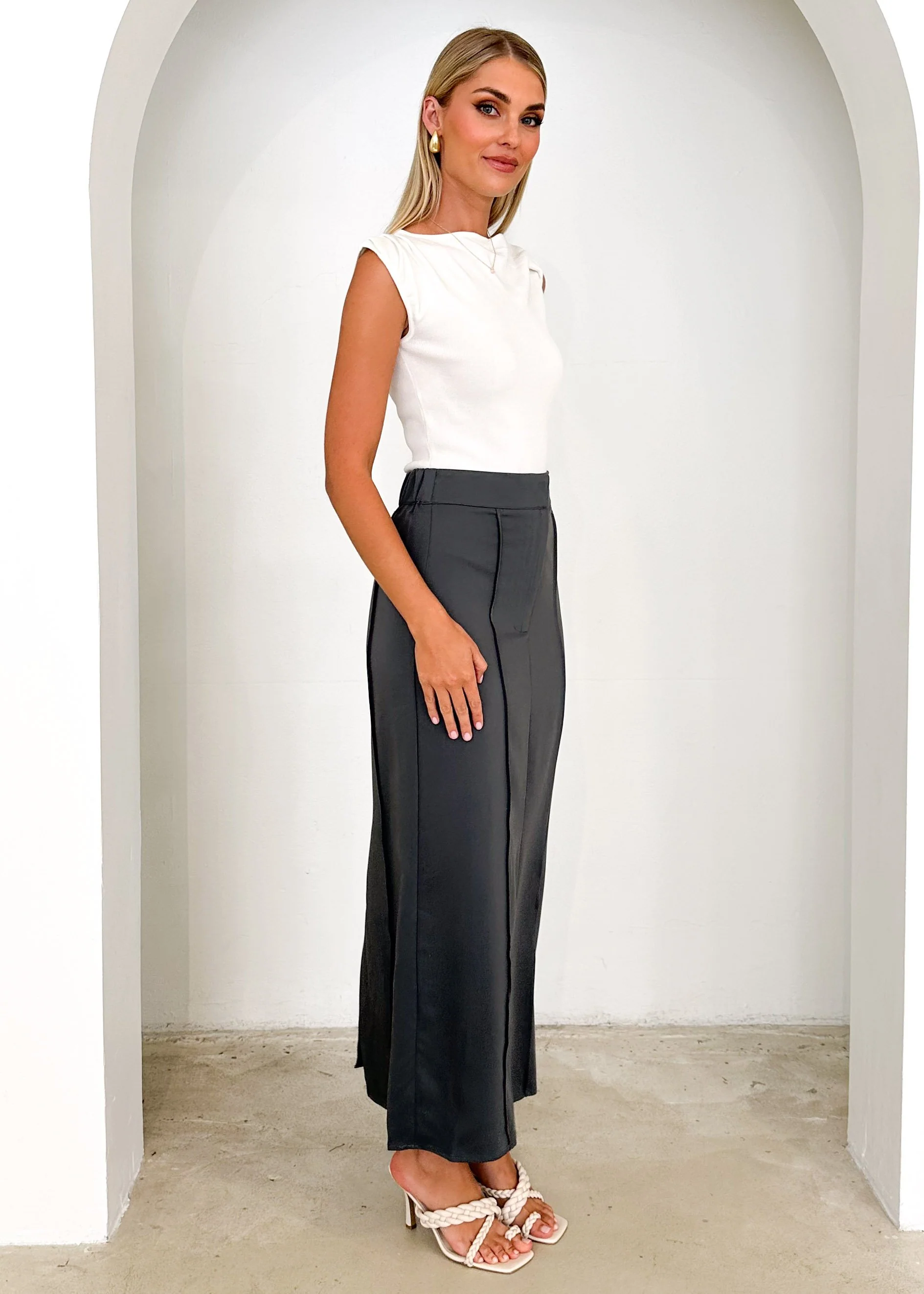 Corina Midi Skirt - Charcoal - Image 8