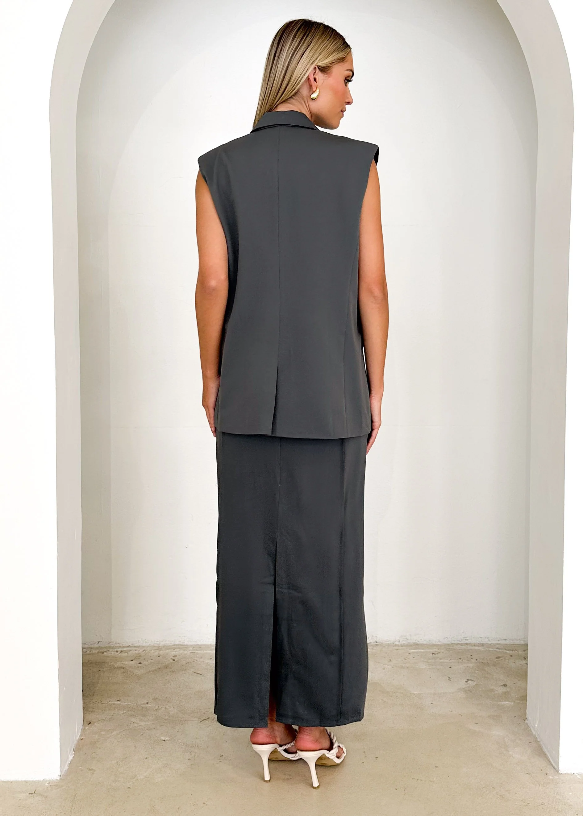 Corina Sleeveless Blazer - Charcoal - Image 22