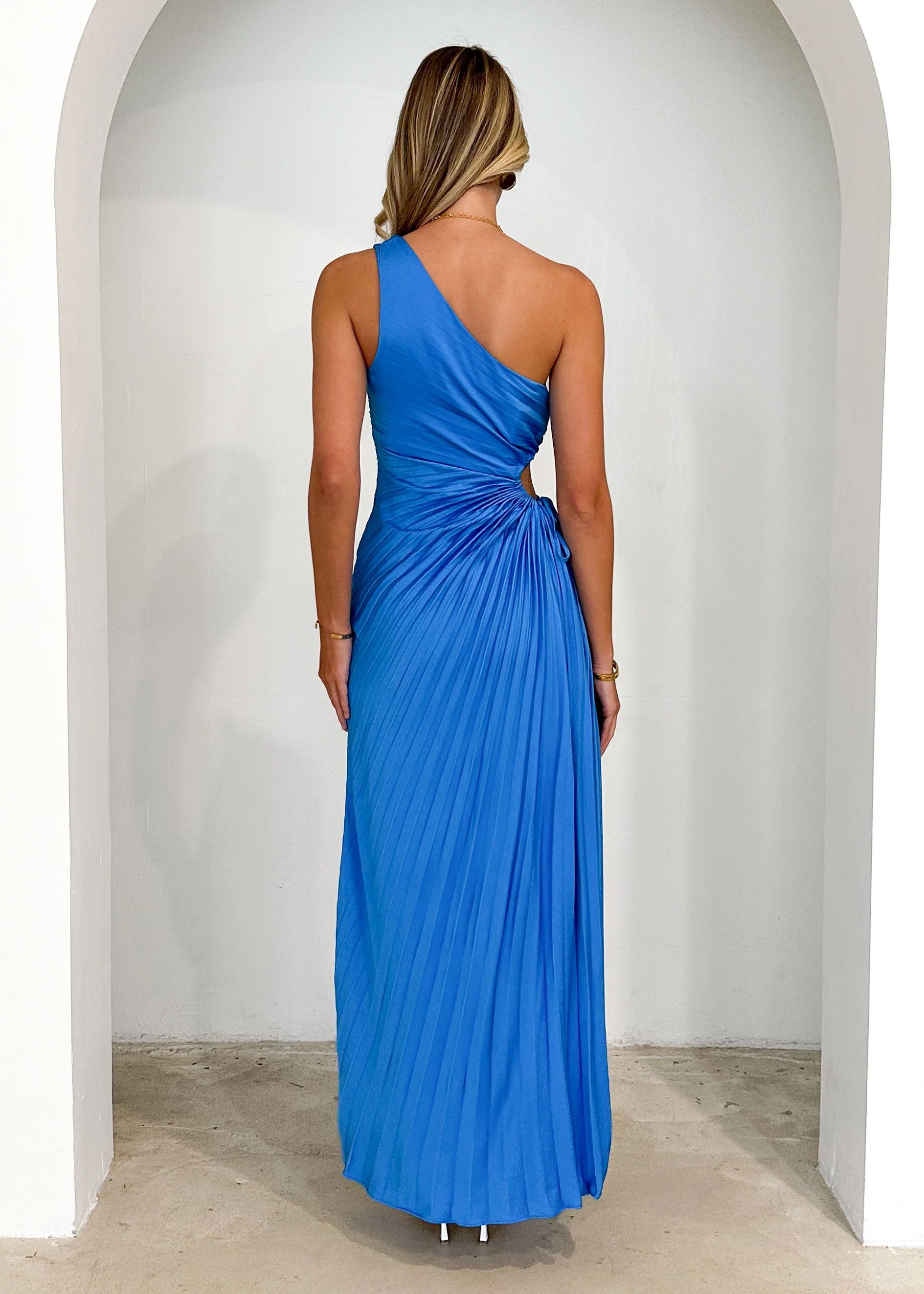 Corinne One Shoulder Midi Dress - Blue - Image 7